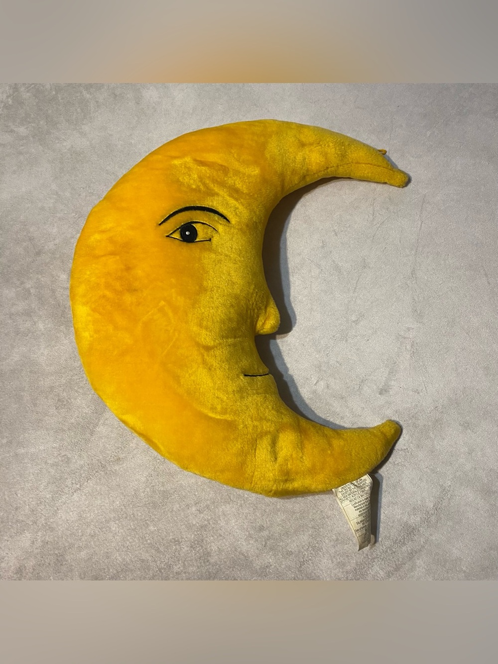VTG 90s Salamander Graphix Crescent Moon Wall Plush Pillow Yellow Celestial Face